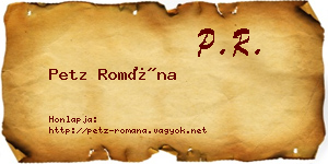 Petz Romána névjegykártya